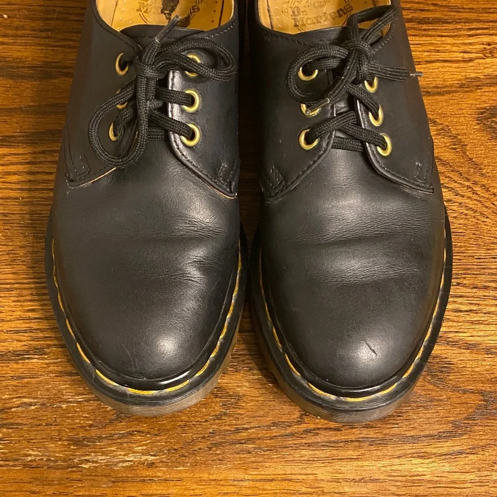 Dr. Martens Made in England 1461 Vintage 3 Eye Black Leather Oxfords UK 6 US 8 W